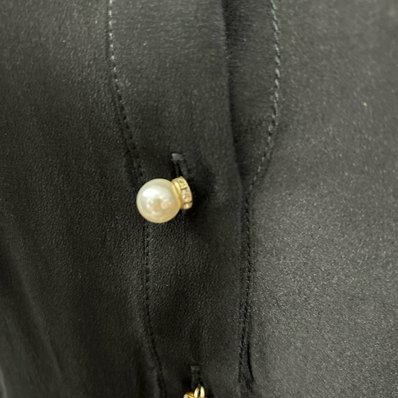 Beulah Silk Pleated Black White Collared Below Knee Dress, Size M - Picture 11 of 16